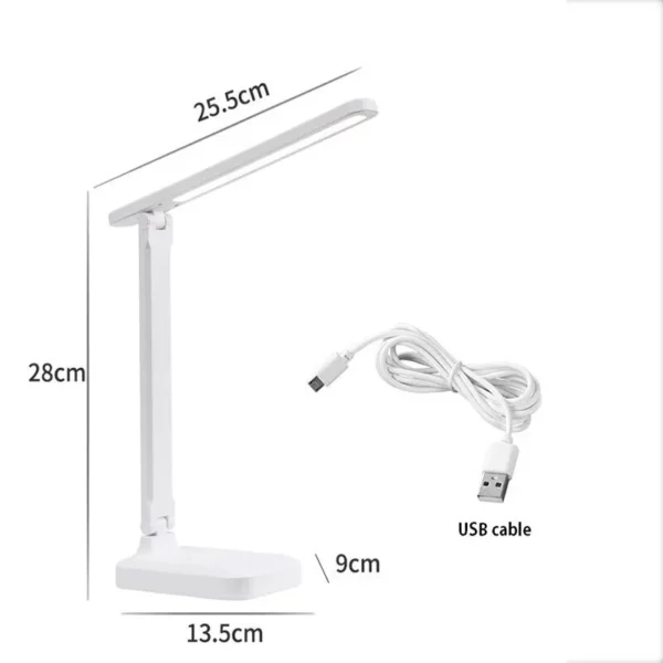 Lampe de bureau pliante blanche avec interrupteur tactile LED, idéale pour la chambre, la lecture. – Image 6
