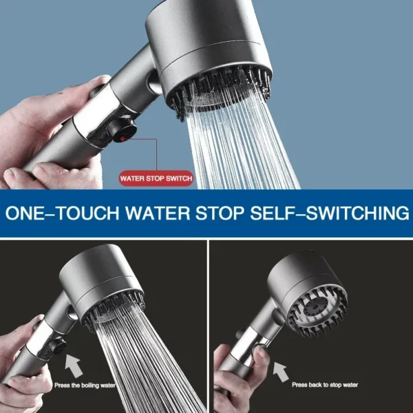 Pommeau de douche haute pression, 3 modes, filtre intégré, douche à effet pluie, bain pour la maison, accessoire innovant – Image 3
