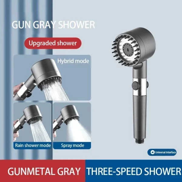 Pommeau de douche haute pression, 3 modes, filtre intégré, douche à effet pluie, bain pour la maison, accessoire innovant – Image 5