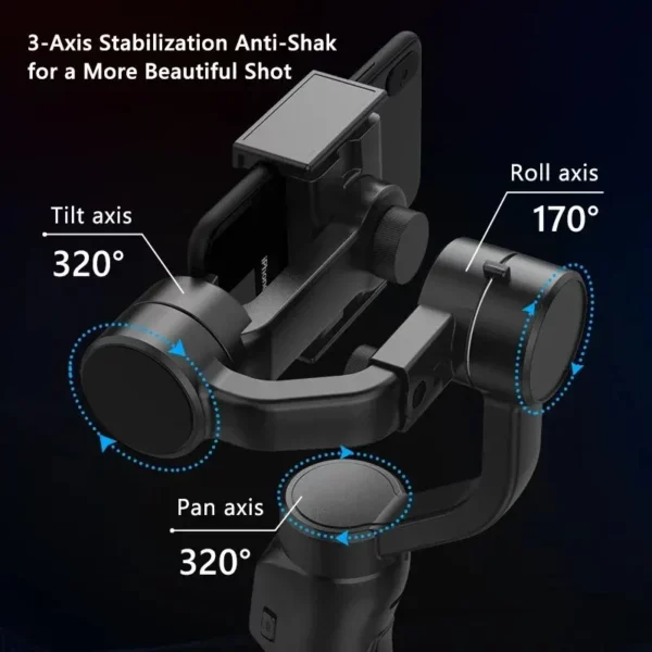 Stabilisateur de téléphone à cardan 3 axes, anti-secousse pour smartphone – Image 4